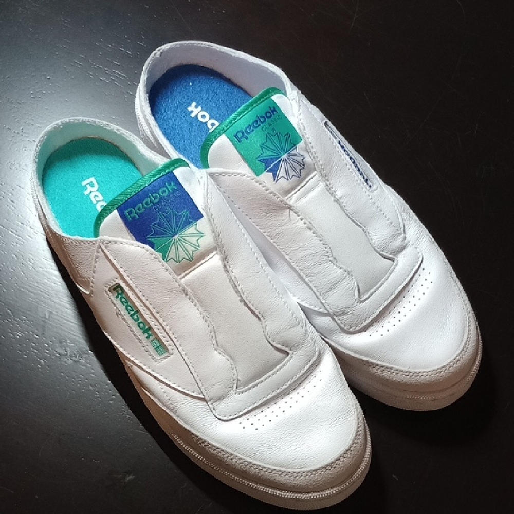 Reebok Kids White and Blue Slip-On Sneakers